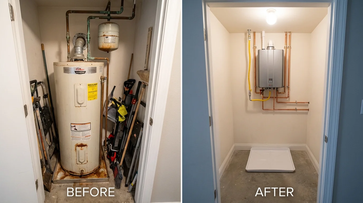 Tank water heater versus wall-mounted tankless unit comparison for Greenville, CA homeowners
